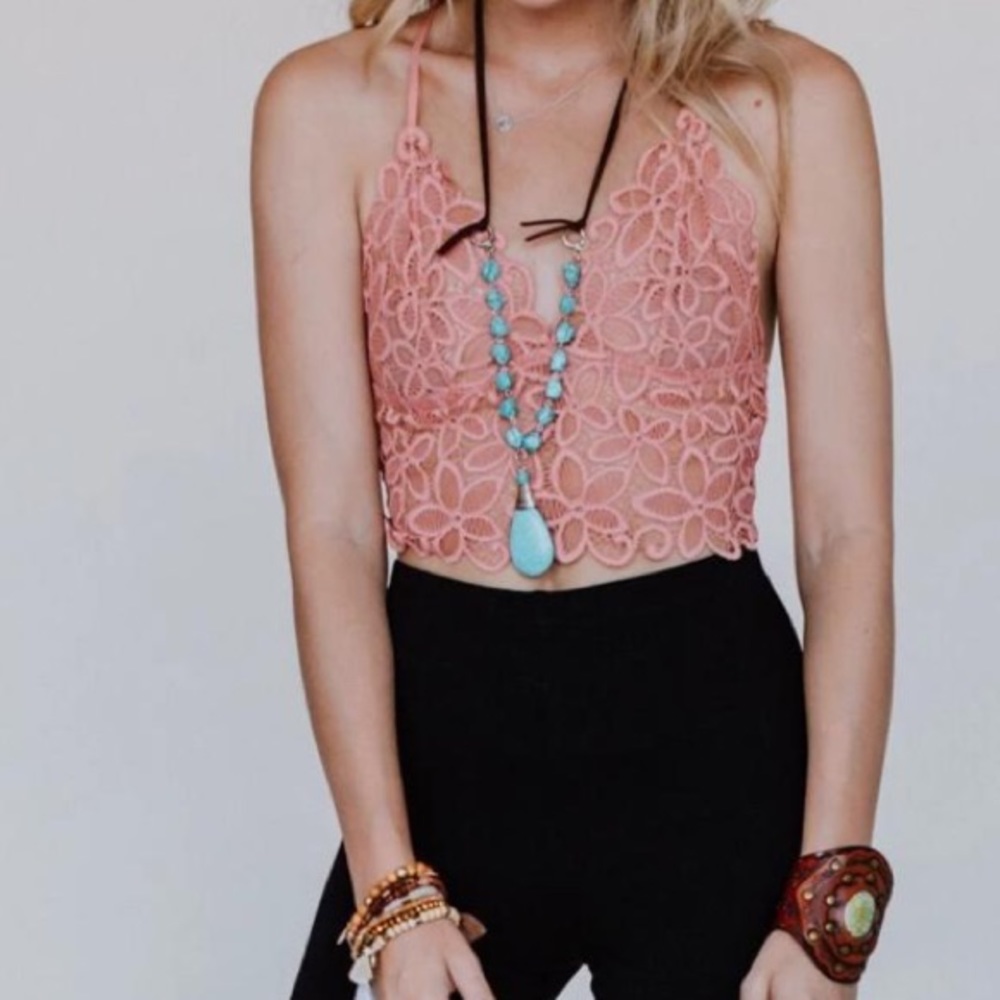 Amara | Lace Floral Racerback Bralette | Rose - Picture 3 of 6